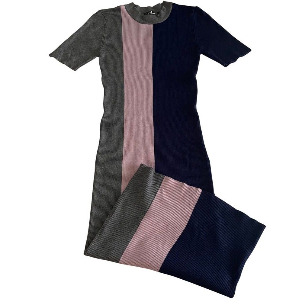 Lulu’s Ribbed Knit Color Block Dress Size Large